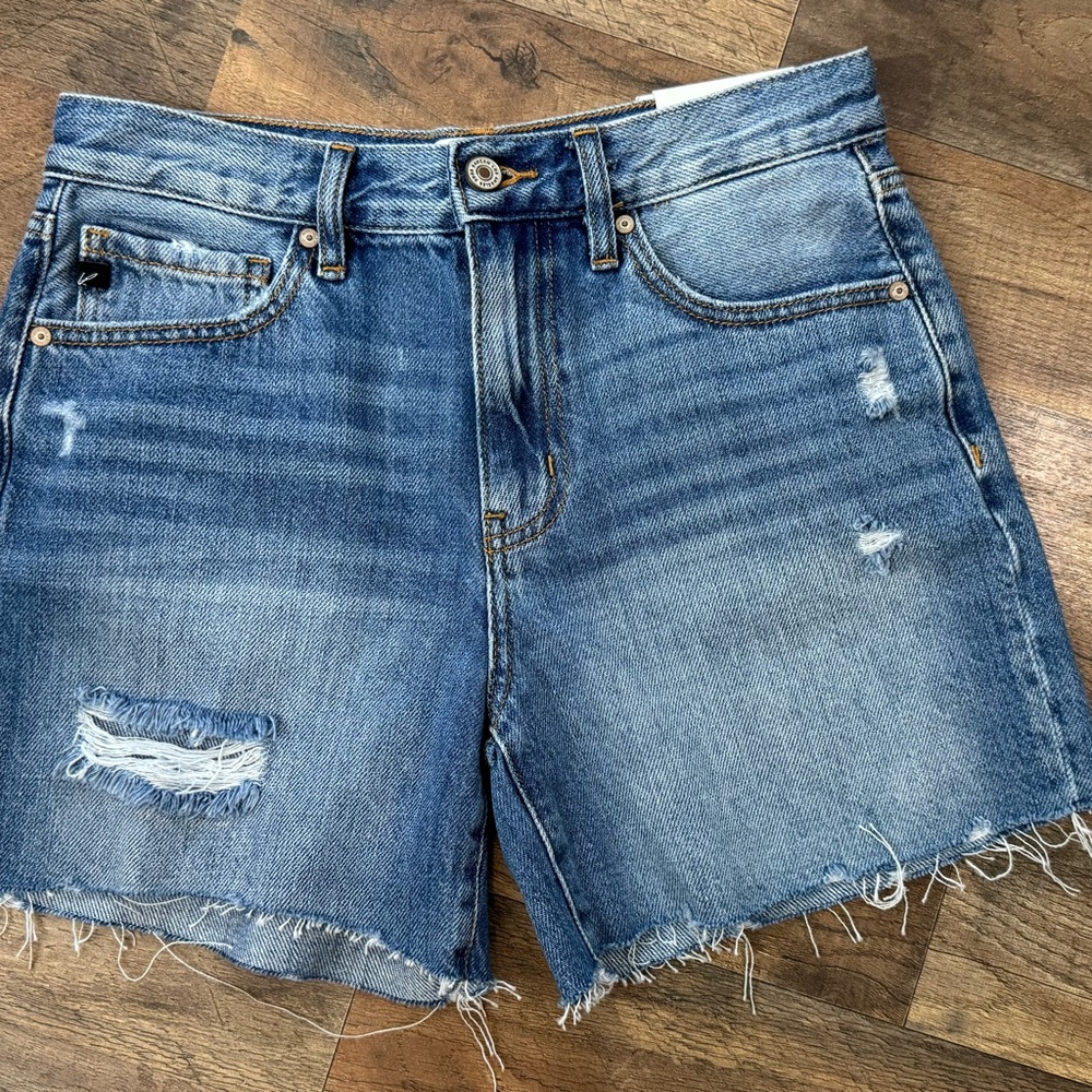 KanCan Distressed Blue Denim High Waist Shorts